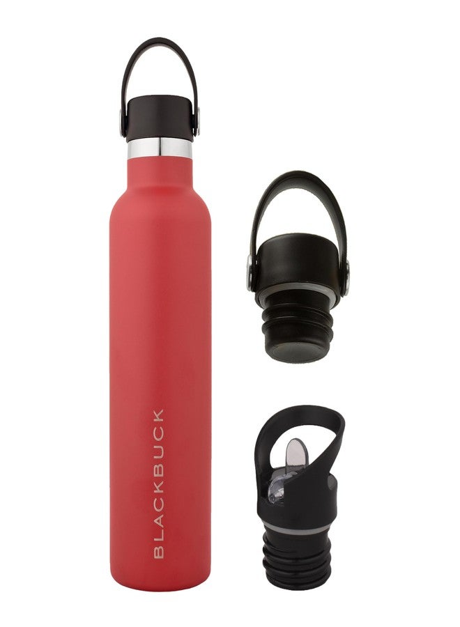 BLACKBUCK Stainless Steel Vacuum Insulated Water Bottle Flask - 750ml | 24H Hot & Cold | Leak-Proof, Rust-Proof | Office, Gym, Travel | Free Sipper Cap (Red) - Image 1